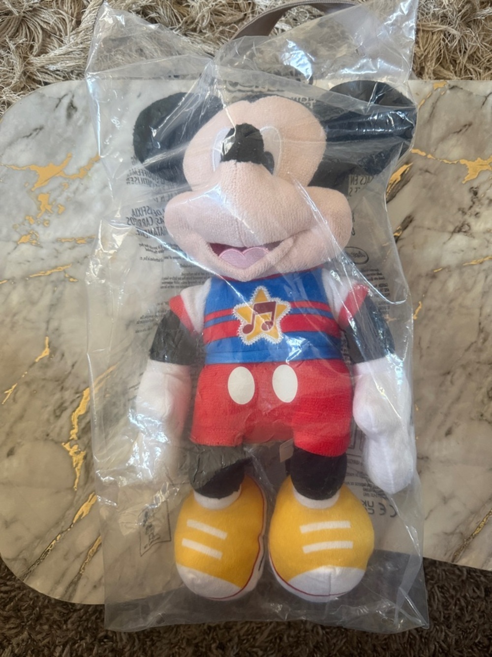 Plush Mickey Mouse Toy in Black, Red, Blue and Yellow